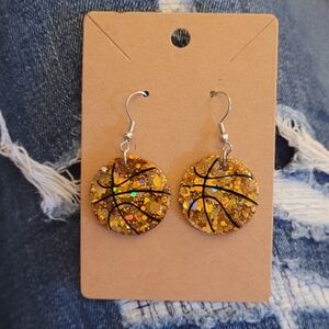 Glittering Gold Basketball Earrings